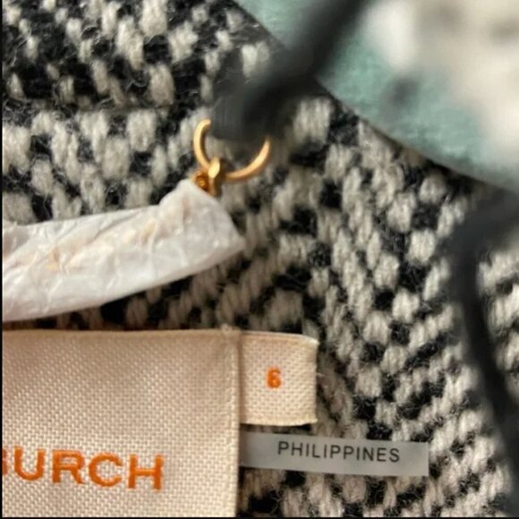 Tory Burch Sammy Herringbone Tweed Raw Edge Double Breasted Wool Blend Jacket 6 - Picture 8 of 15